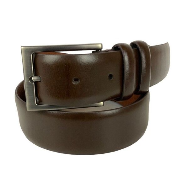 Boconi Nashville Mens Belt Size 40 Brown Smooth Genuine Leather Nickel Buckle - Picture 1 of 6